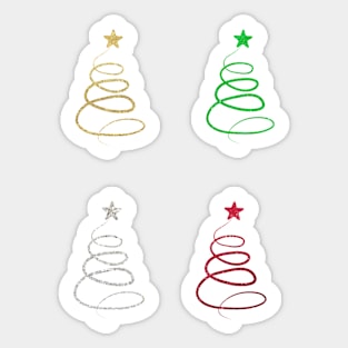 Minimalistic Faux Glitter Star Christmas Tree Pack Sticker